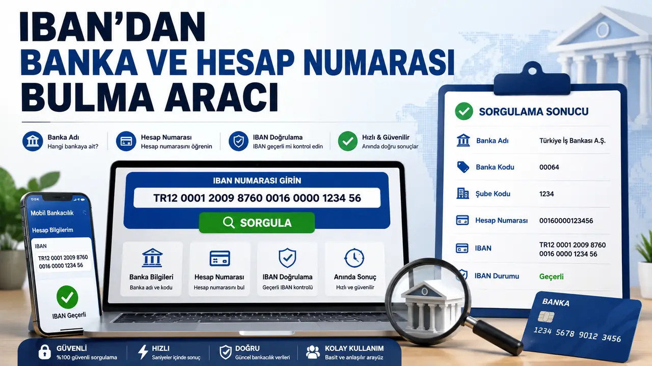 IBAN'dan banka ve hesap numarası bulma, IBAN doğrulama ve banka kodu sorgulama